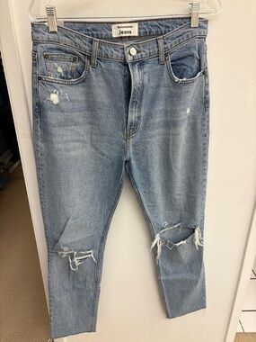 Women’s Reformation Light Blue Distressed Relaxed High Waisted Jeans